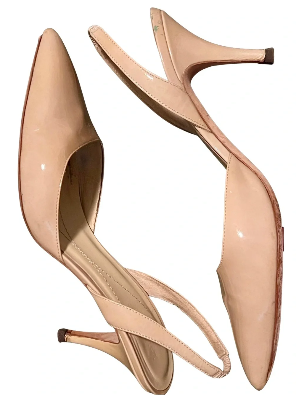 Kate Spade Tamra Nude Patent Slingback Pumps 8.5 Made in Italy